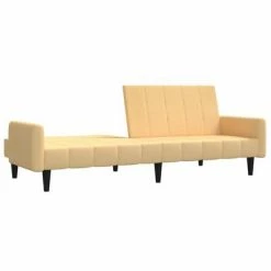 VidaXL Canapé-lit à 2 places Crème Tissu microfibre -Canapés Soldes 2022 image 6 340670